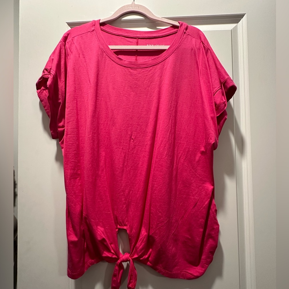 Ava and Viv 2X hot pink tie shirt